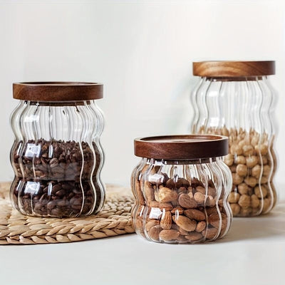 6 Piece Wave Glass Jars