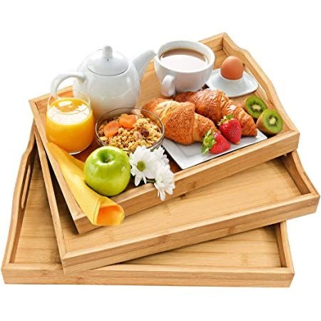 3 piece Bamboo Tray Set