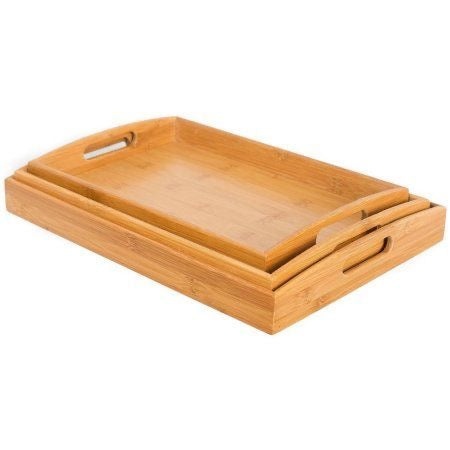 3 piece Bamboo Tray Set
