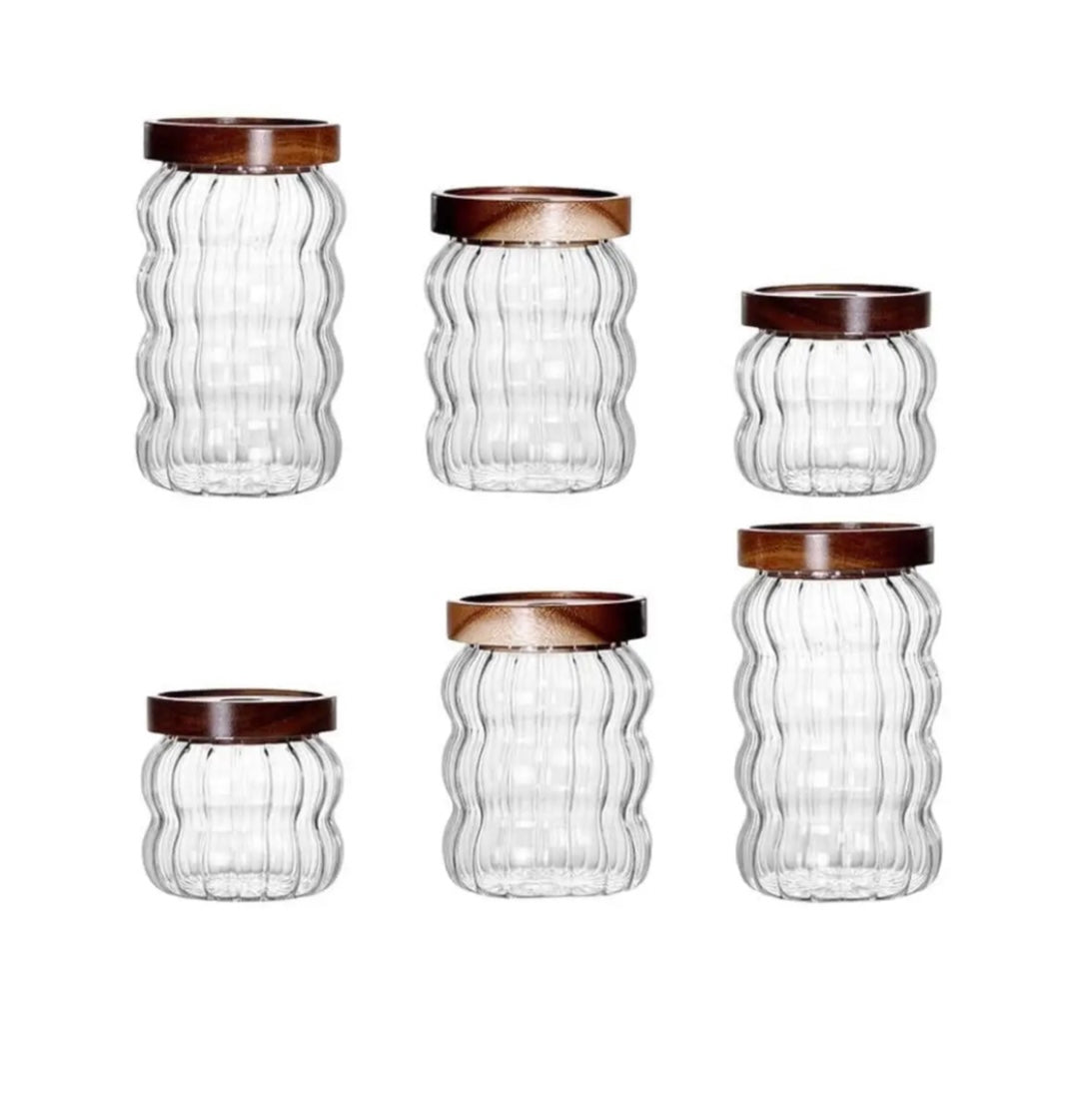 6 Piece Wave Glass Jars