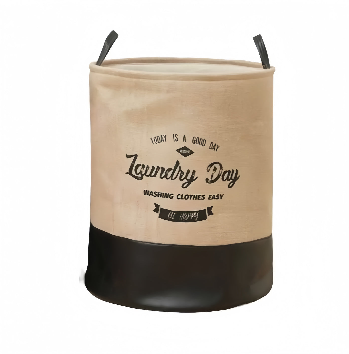 Black Collapsible Cylinder Laundry Basket
