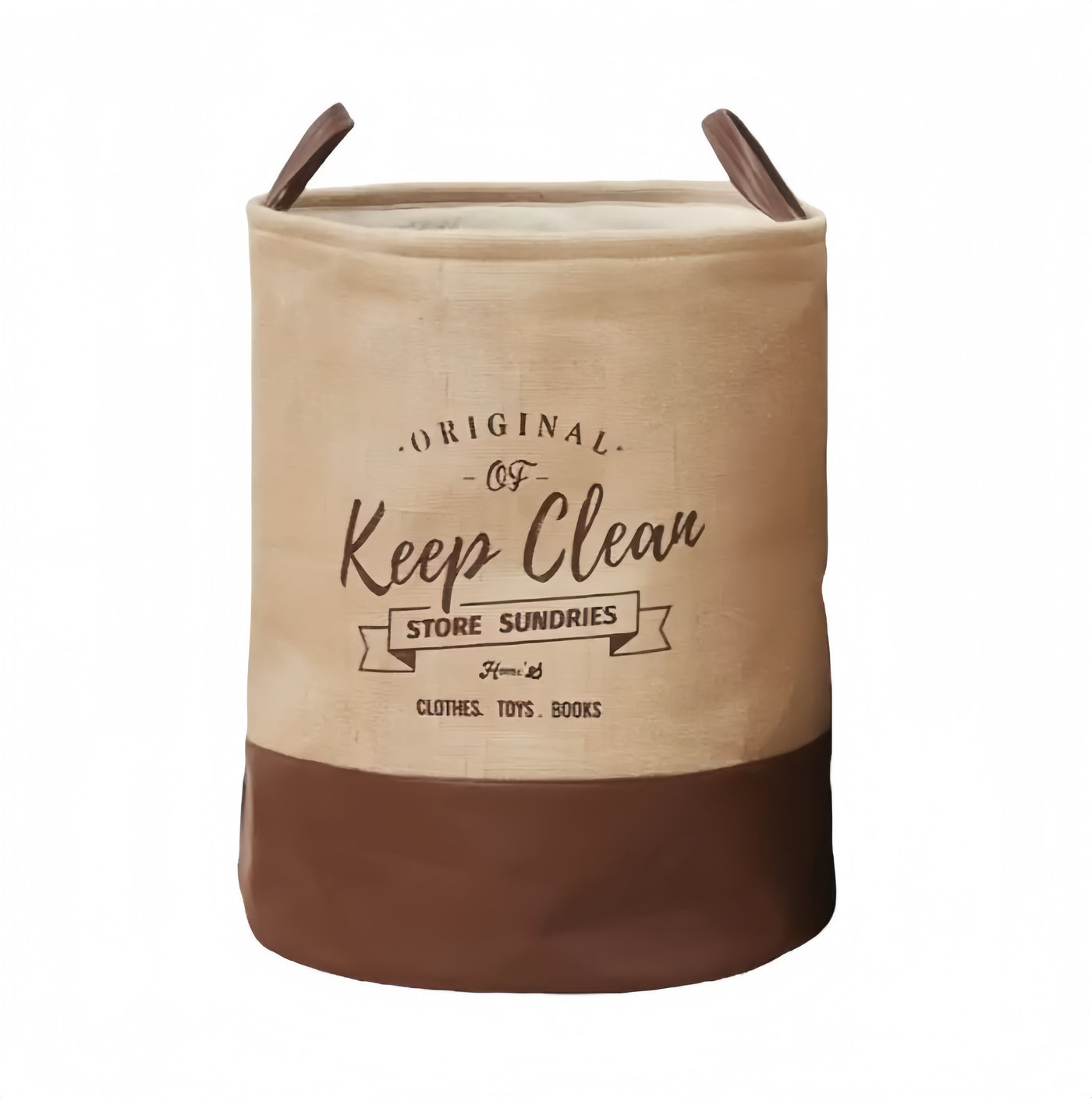 Brown Collapsible Cylinder Laundry Basket