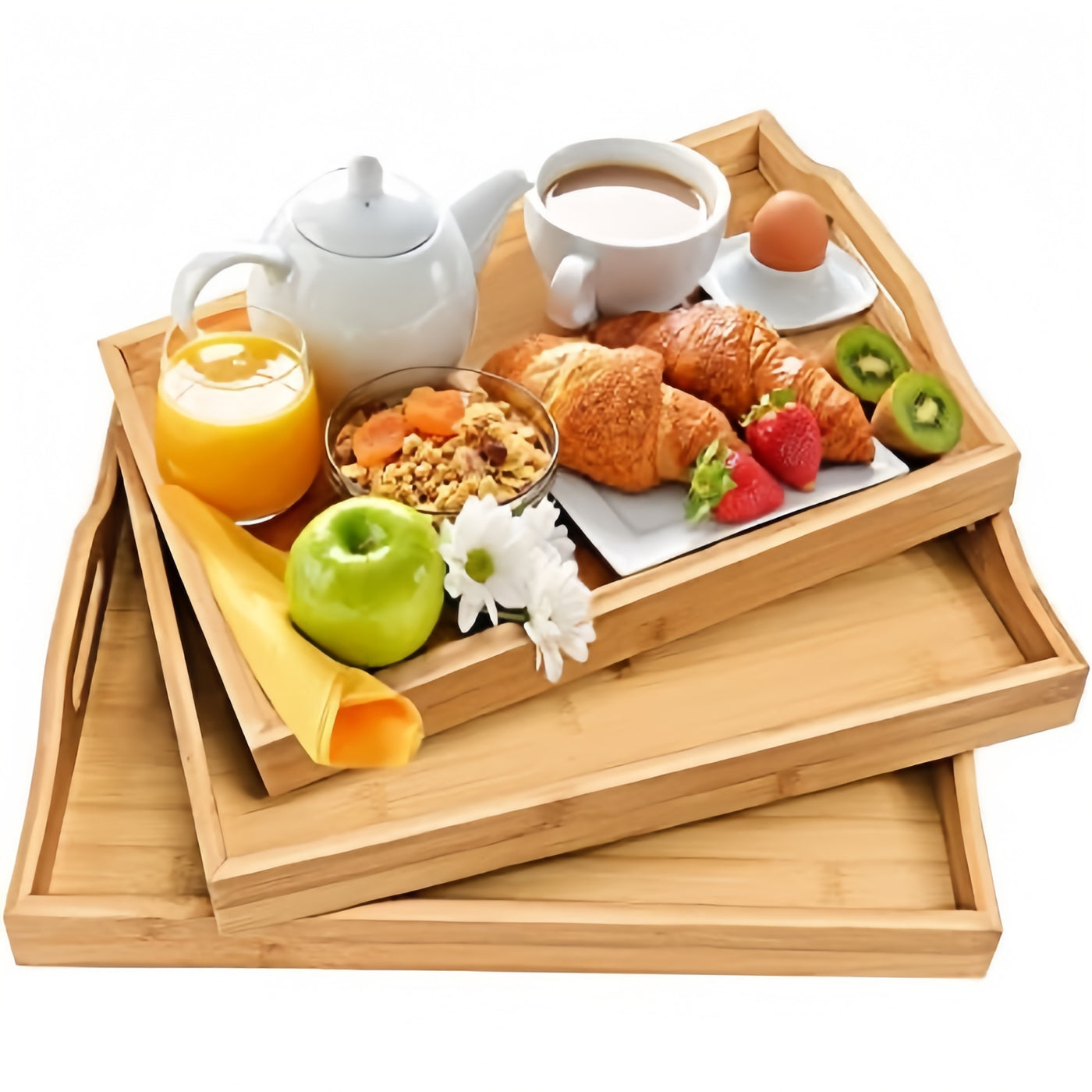 3 piece Bamboo Tray Set