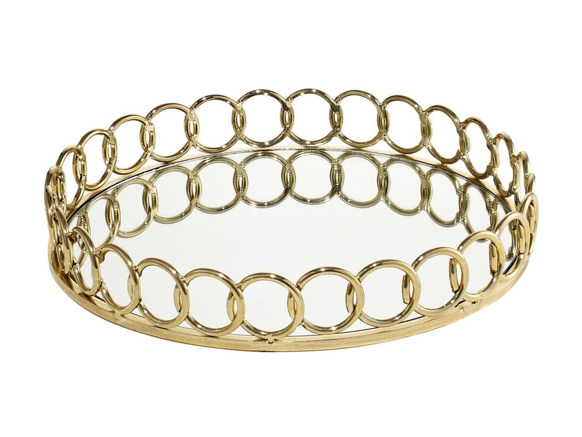 Medium Round Privé Gold Mirror Tray