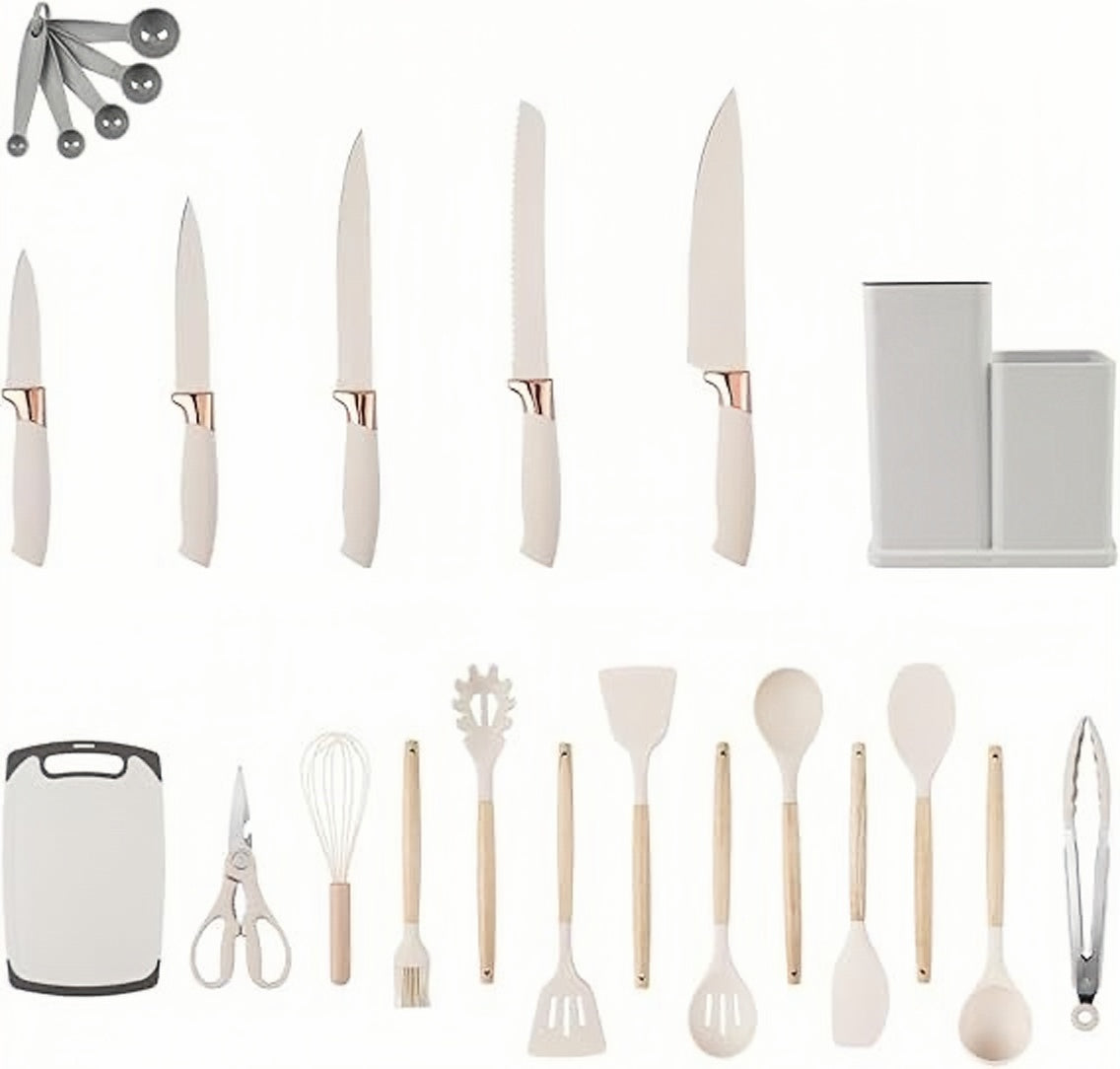 White 19 piece Silicon Utensil Set