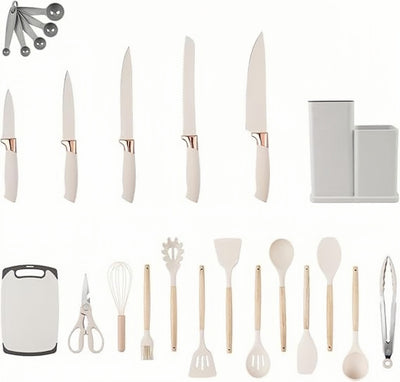 White 19 piece Silicon Utensil Set