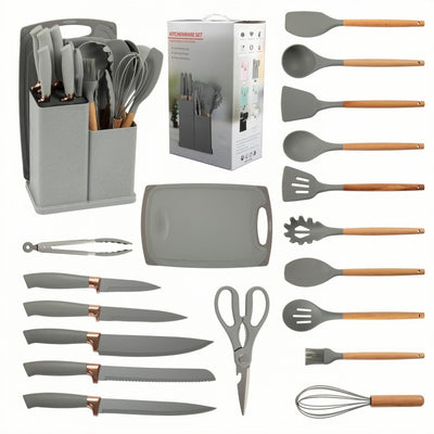 Grey 19 piece Silicon Utensil Set