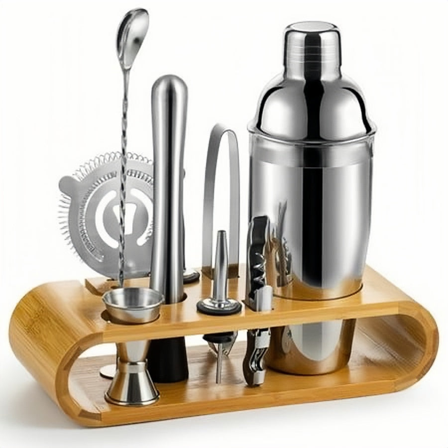 12 piece Cocktail Shaker Set with Wooden Stand