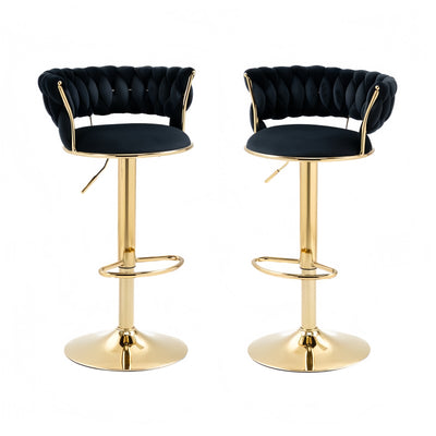 Black Velvet Swivel Bar Stool