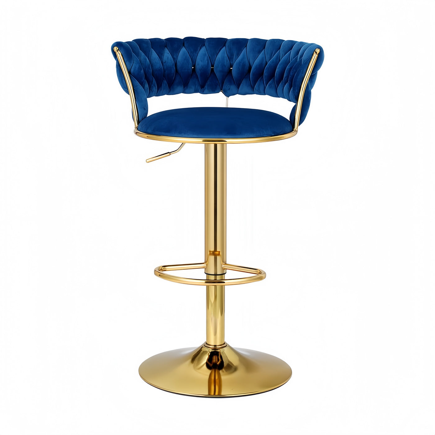 Royal Blue Velvet Swivel Bar Stool