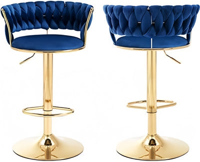 Royal Blue Velvet Swivel Bar Stool
